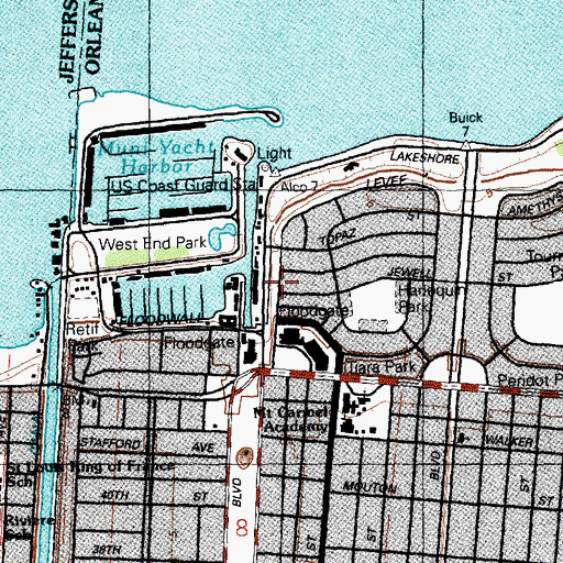 Topographic Map of West End, LA