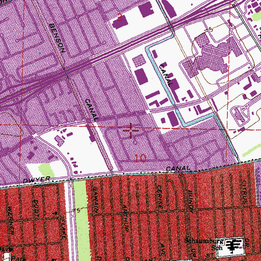 Topographic Map of Wimbledon Playground, LA