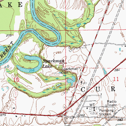 Topographic Map of Sparkman Cemetery, AR
