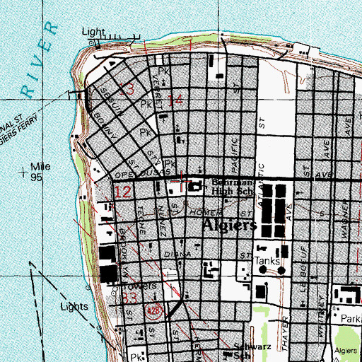 Topographic Map of Algiers United Methodist Church, LA
