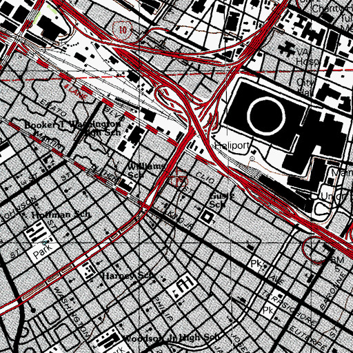 Topographic Map of Amos Missionary Baptist Church, LA