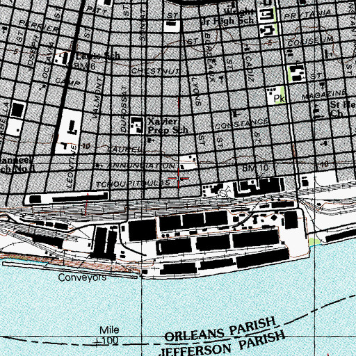 Topographic Map of Beulah Baptist Church, LA