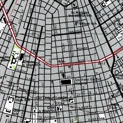 Topographic Map of Annunciation Catholic Church (historical), LA