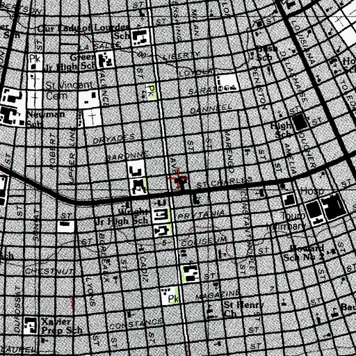 Topographic Map of First Baptist Church, LA