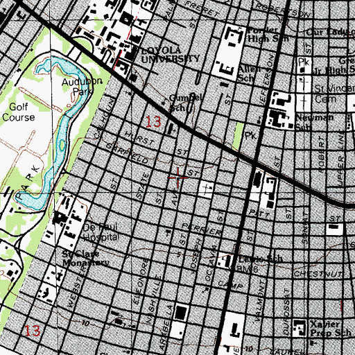 Topographic Map of First Church of Christ Scientist, LA