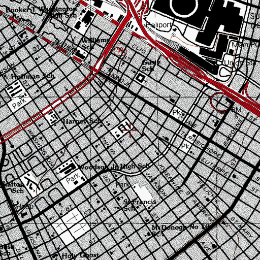 Topographic Map of First Church of God in Christ, LA