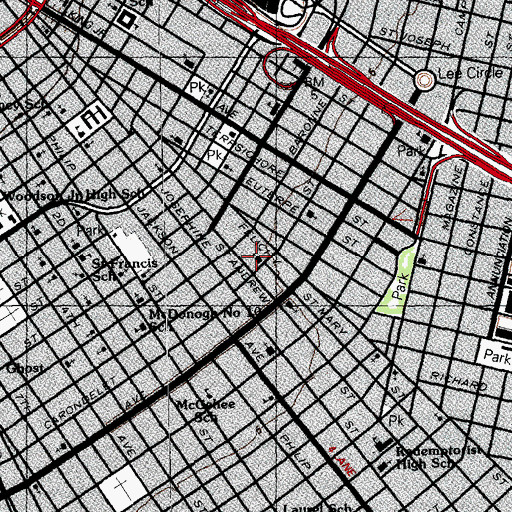 Topographic Map of First Emmanuel Baptist Church, LA