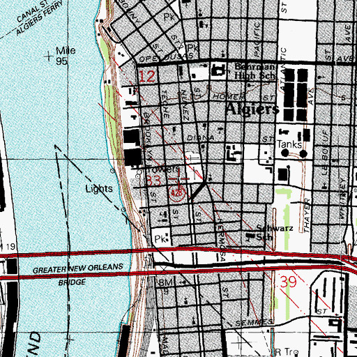 Topographic Map of First Free Mission Baptist Church, LA