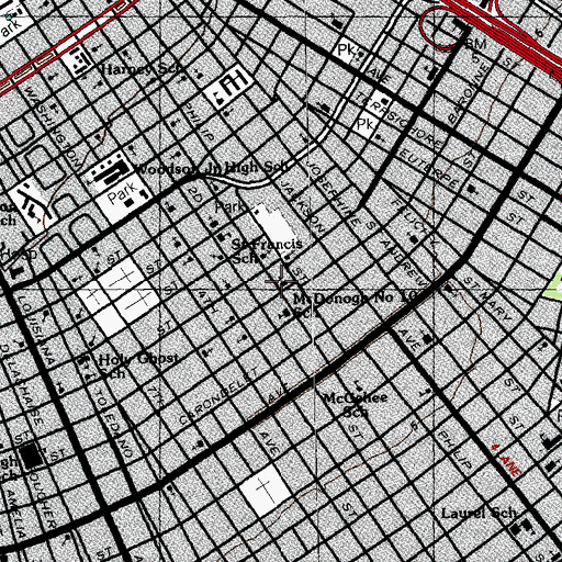 Topographic Map of First Street United Methodist Church, LA