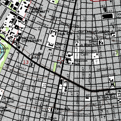 Topographic Map of First Unitarian Church, LA