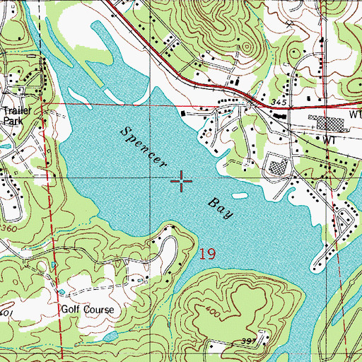 Topographic Map of Spencer Bay, AR