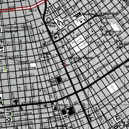 Topographic Map of Holy Ghost Catholic Church, LA