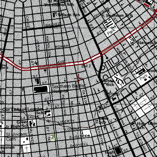 Topographic Map of Holy Ghost Church, LA