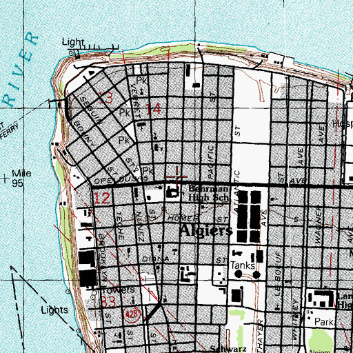 Topographic Map of House of Deliverance Holiness Church, LA