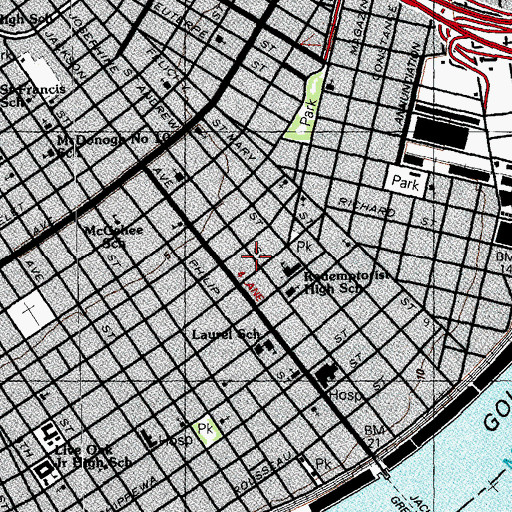 Topographic Map of Jesus the Cornerstone Church, LA
