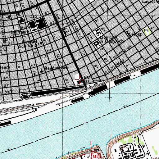 Topographic Map of John P Lyons Memorial Center, LA