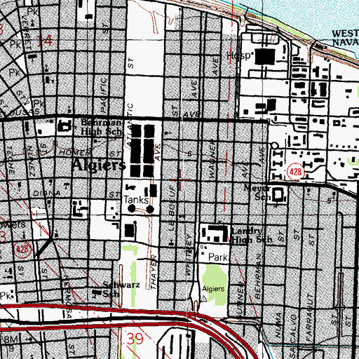 Topographic Map of Louisiana Avenue Medical Center, LA