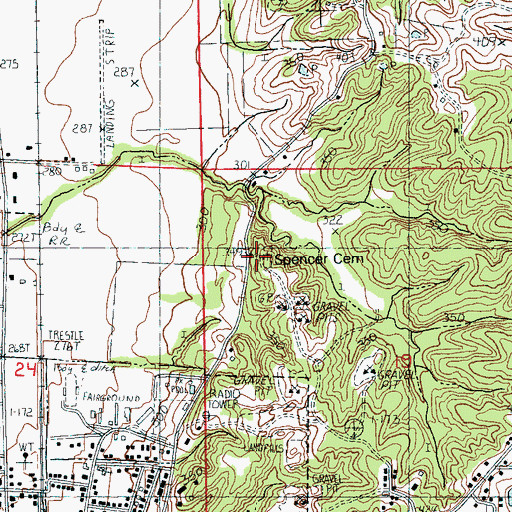 Topographic Map of Spencer Cemetery, AR