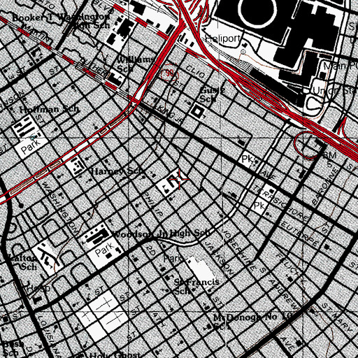 Topographic Map of Mahalia Jackson Elementary School (historical), LA