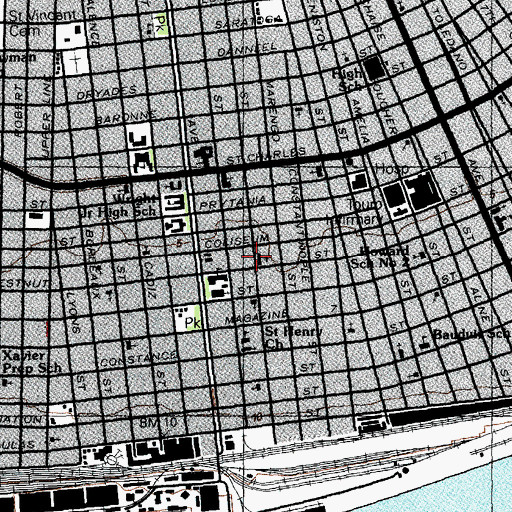 Topographic Map of Andrew Wilson Charter School, LA