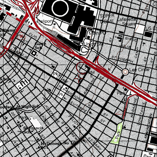 Topographic Map of Myrtle Rosebella Banks School (historical), LA