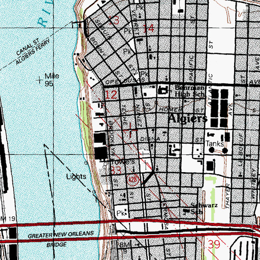 Topographic Map of Mount Pilgrim Fourt Baptist Church, LA