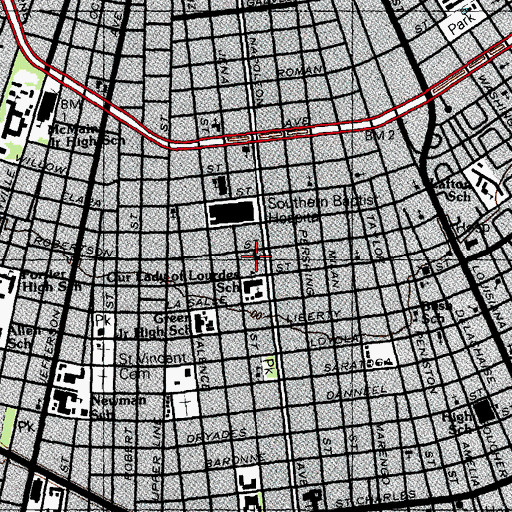 Topographic Map of Napoleon Avenue Methodist Church, LA