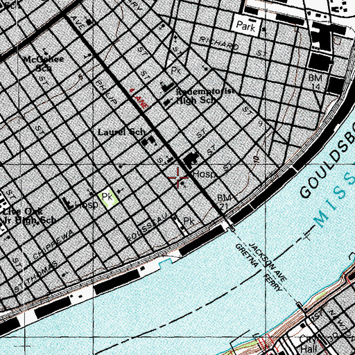 Topographic Map of New Covenant Church, LA