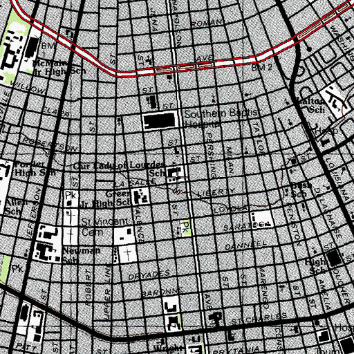 Topographic Map of Our Lady of Lourdes Catholic Church, LA