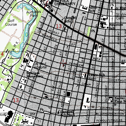 Topographic Map of Parker Memorial United Methodist Church, LA
