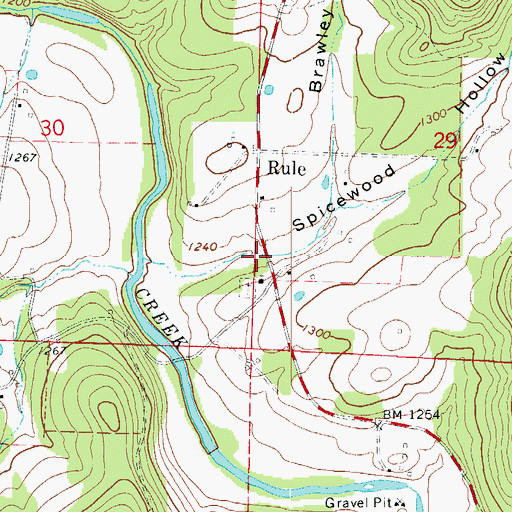 Topographic Map of Spicewood Hollow, AR