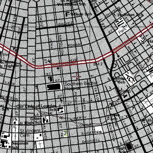 Topographic Map of Petty Memorial African Methodist Episcopal Zion Church, LA