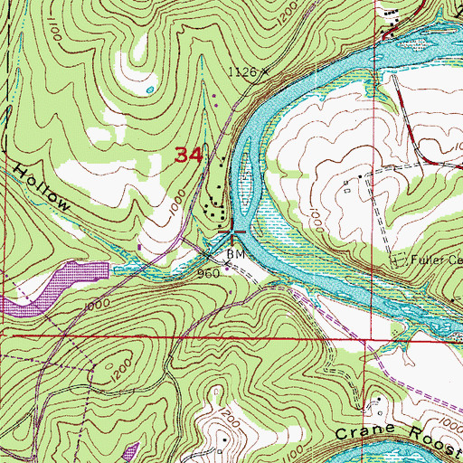 Topographic Map of Spider Creek, AR