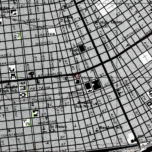 Topographic Map of Saint Charles General Hospital (historical), LA