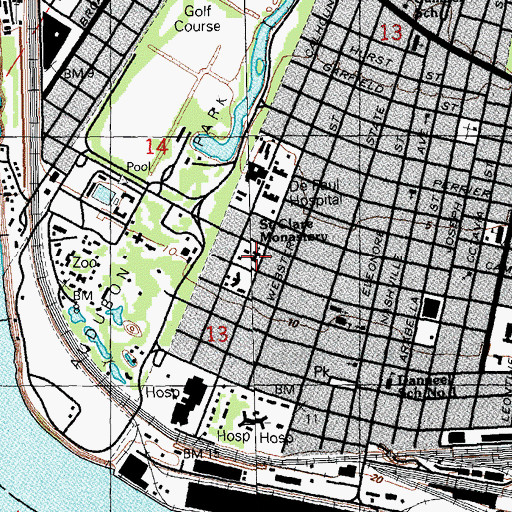 Topographic Map of Saint Clares Monastery, LA