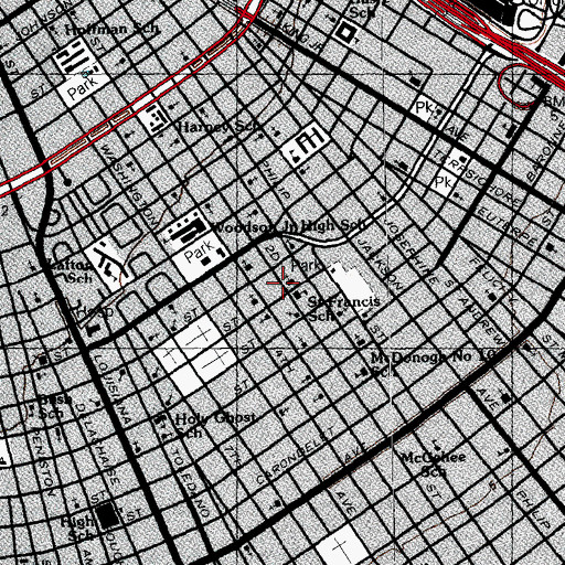 Topographic Map of Saint Francis De Sales Roman Catholic Church, LA