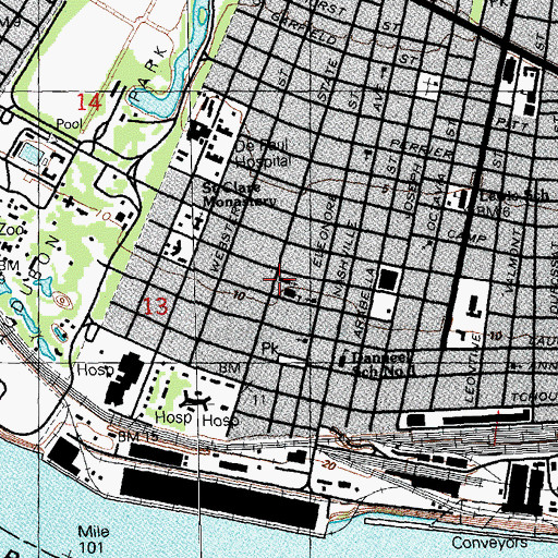 Topographic Map of Saint Francis of Assisi Catholic Church, LA