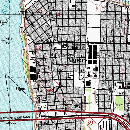 Topographic Map of Saint John African Methodist Episcopal Church, LA