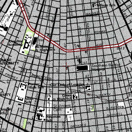 Topographic Map of Saint Lukes Baptist Church, LA
