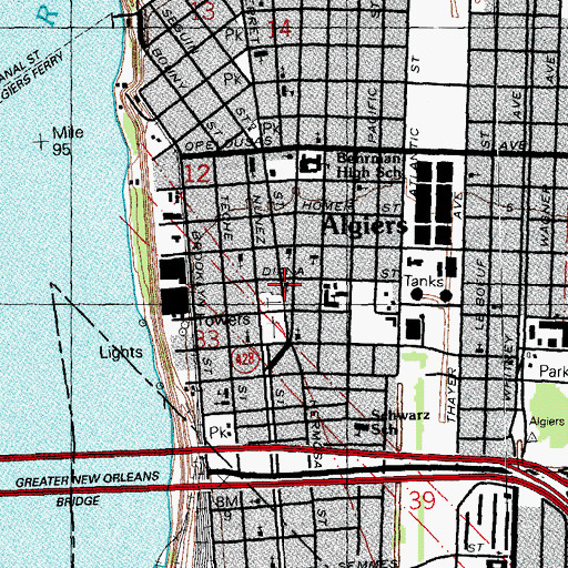 Topographic Map of Saint Matthews Methodist Church, LA