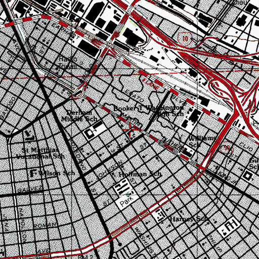 Topographic Map of Saint Monica School (historical), LA