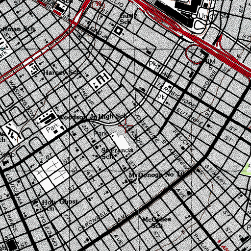 Topographic Map of Saint Paul Baptist Church, LA