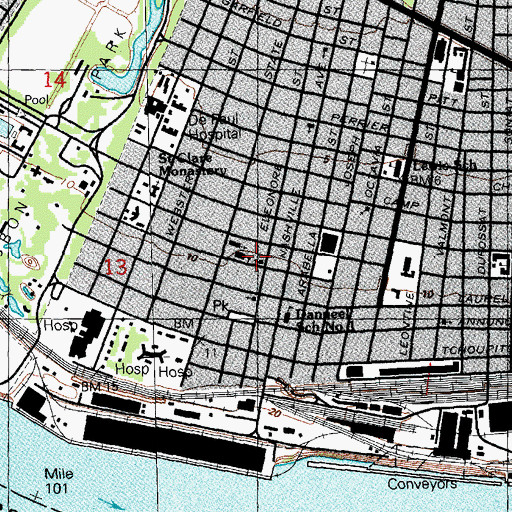 Topographic Map of Saint Pauls United Church of Christ, LA