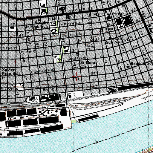 Topographic Map of Second Baptist Church, LA