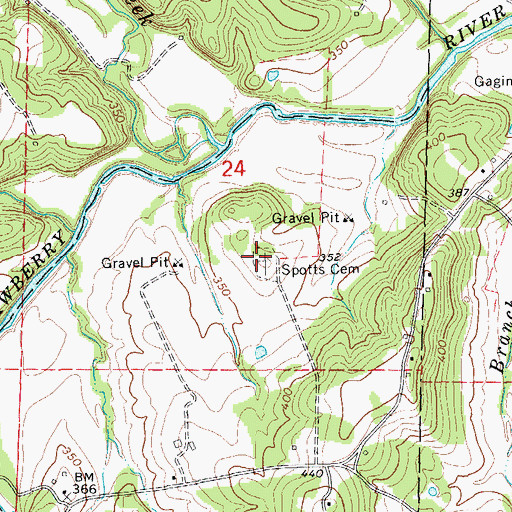 Topographic Map of Spotts Cemetery, AR