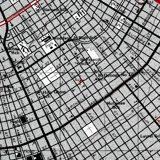 Topographic Map of Second Mount Carmel Baptist Church, LA
