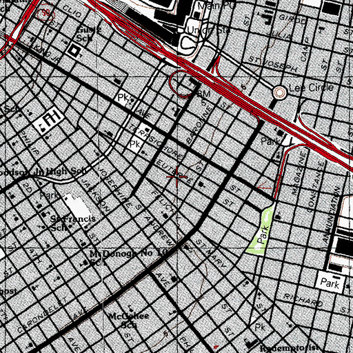 Topographic Map of Second True Light Baptist Church, LA