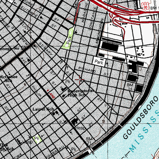 Topographic Map of Sixth Baptist Church, LA