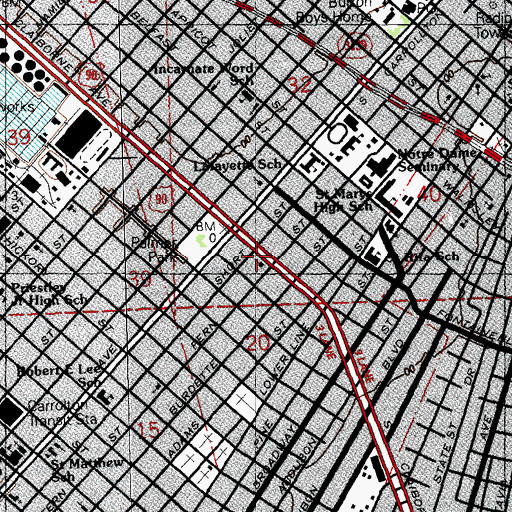 Topographic Map of Third Church of Christ Scientist, LA