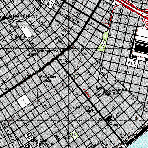 Topographic Map of Trinity Episcopal School, LA